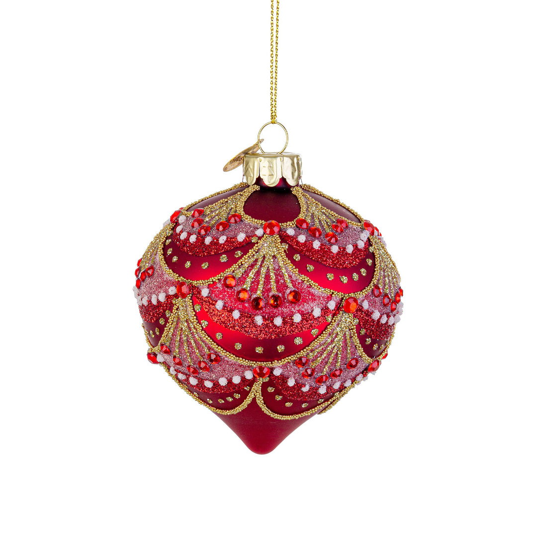 BIZZOTTO Pendaglio Fuso in Vetro per Albero di Natale Glitz 7x11cm Rosso