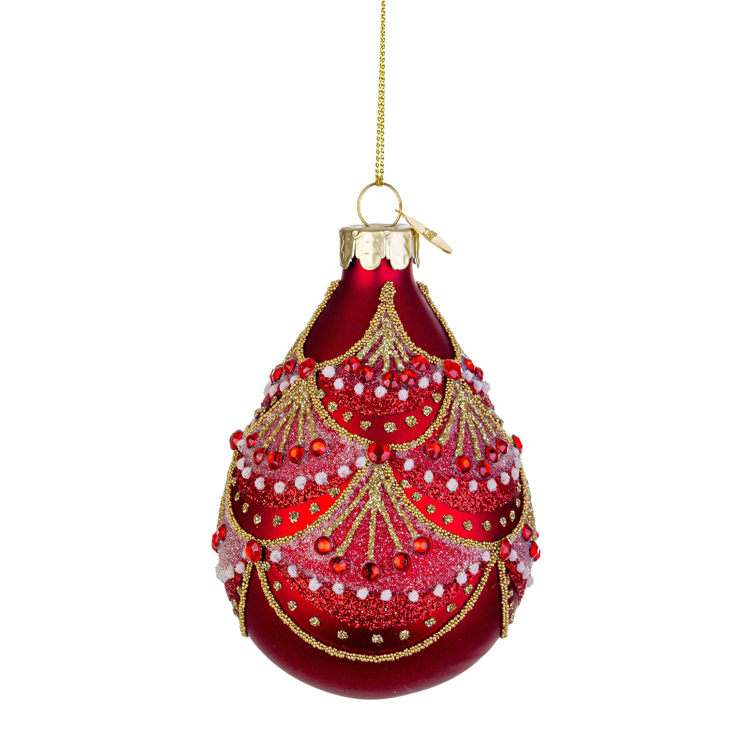 BIZZOTTO Pendaglio Fuso in Vetro per Albero di Natale Glitz 8x10cm Rosso