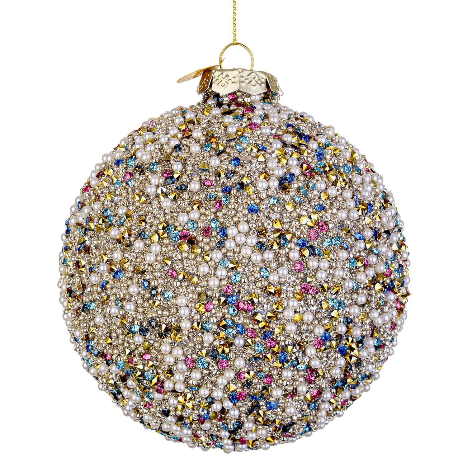 BIZZOTTO Sfera Pallina in Vetro per Albero di Natale Perline con Rubini 10cm Multicolore