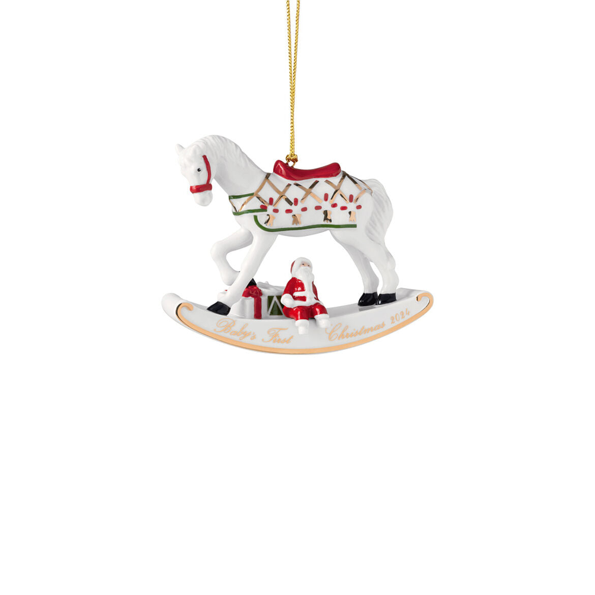 VILLEROY &amp; BOCH Annual Ornaments 2024 Addobbo per Albero di Natale Cavallo a Dondolo 11x9cm Porcellana