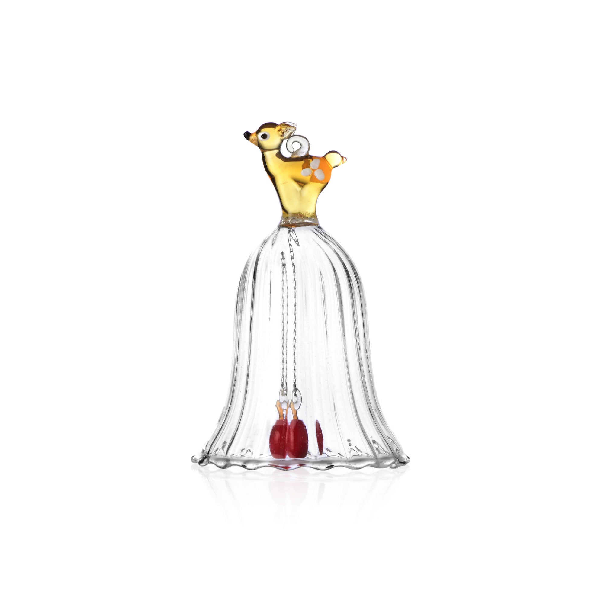 ICHENDORF Red Apple Campana con Mela e Cerbiatto 10,5cm Vetro Borosilicato Decorazione Natalizia