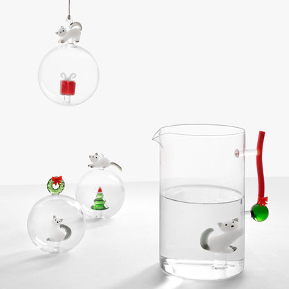 ICHENDORF Tabby Cat Christmas Edition Pallina Sfera con Albero di Natale e Gatto 11x8cm Vetro Borosilicato