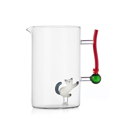 ICHENDORF Tabby Cat Christmas Edition Brocca Caraffa Gatto e Palla di Natale 1L Vetro Borosilicato