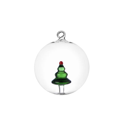 ICHENDORF Woodland Tales Pallina Sfera con Albero di Natale 8cm Vetro Borosilicato