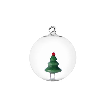 ICHENDORF Woodland Tales Pallina Sfera con Albero di Natale 8cm Vetro Borosilicato