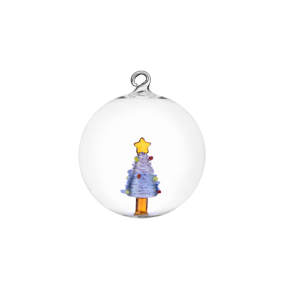 ICHENDORF Christmas Tales Pallina Sfera Albero di Natale Blu con Stella 8cm Vetro Borosilicato