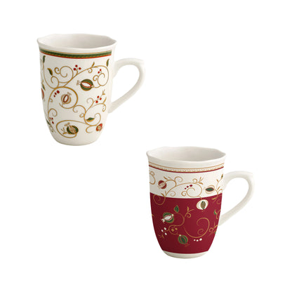 BRANDANI Party Time Set 2 Pieces MUG Coffee Tea Table Christmas Porcelain