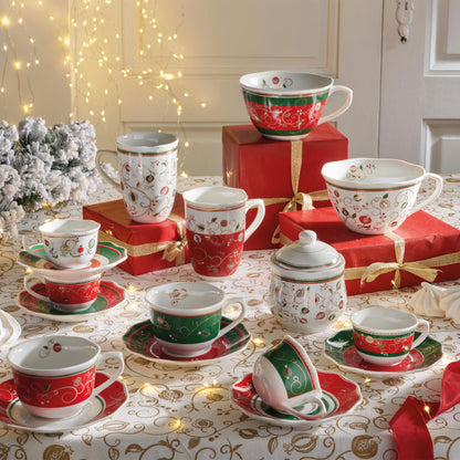 BRANDANI Party Time Set 2 Pieces MUG Coffee Tea Table Christmas Porcelain