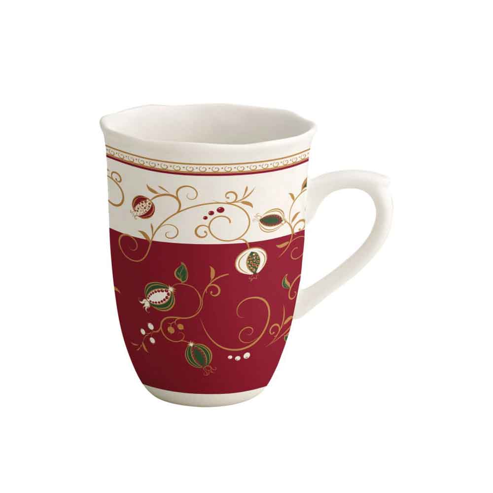 BRANDANI Tempo di Festa Set 2 Pezzi MUG Tazza Caffè Tè Tavola Natale Porcellana