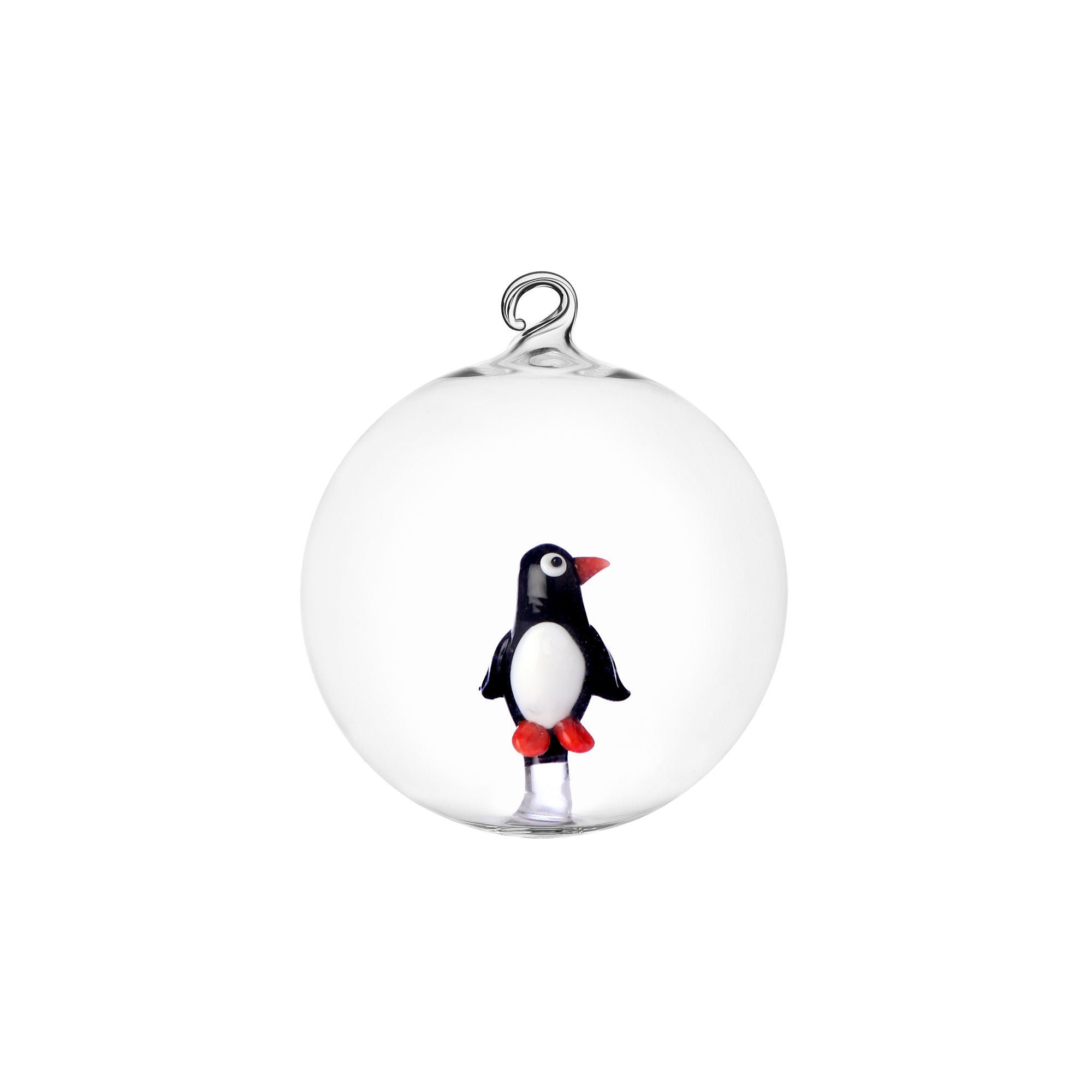 ICHENDORF Christmas Tales Pallina Sfera con Pinguino 8cm Vetro Borosilicato