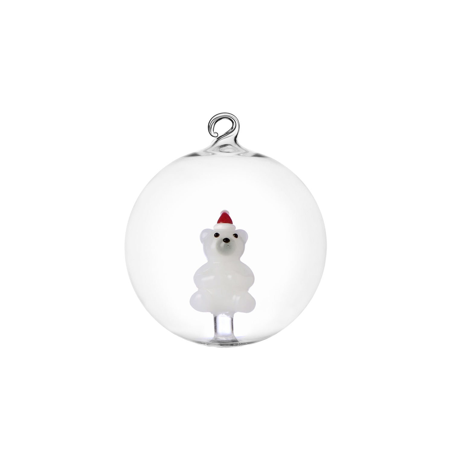 ICHENDORF Christmas Tales Pallina Sfera con Orso 8cm Vetro Borosilicato