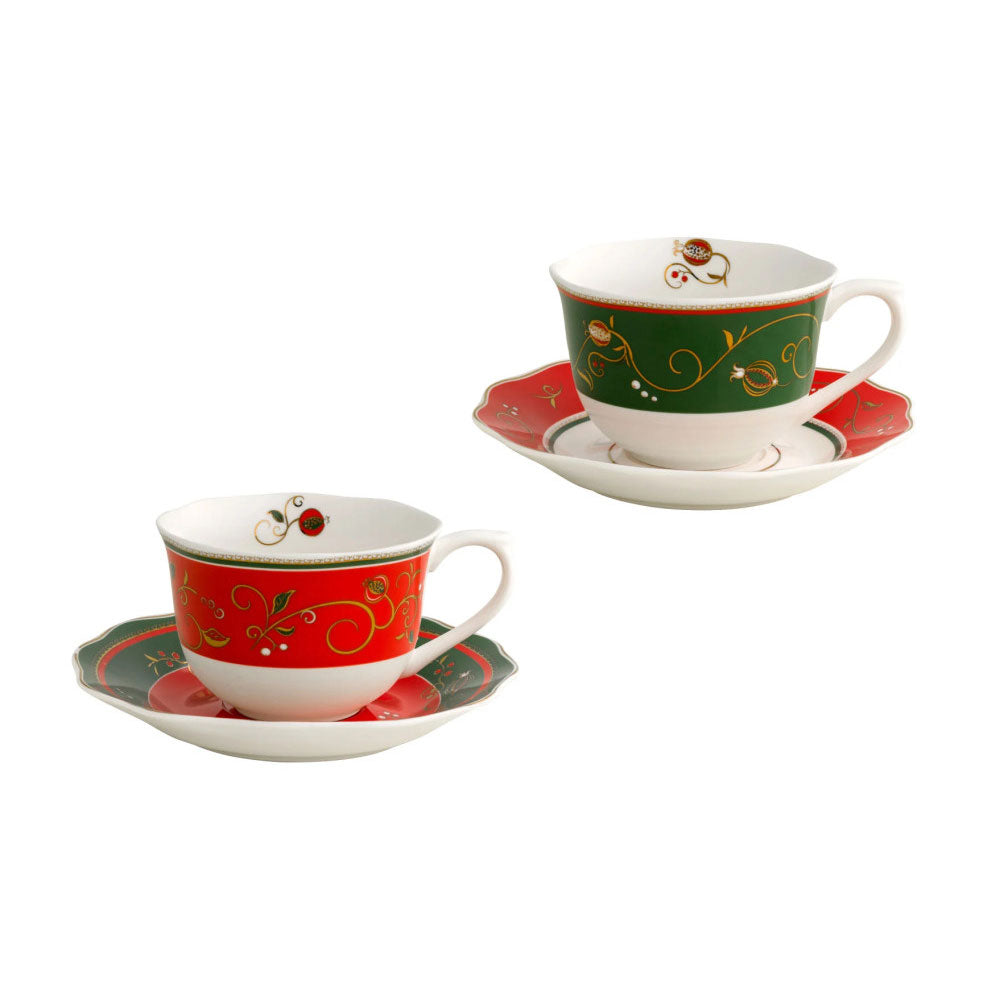 BRANDANI Party Time Set 2 Pieces Tea Cup Tea Table Christmas Porcelain