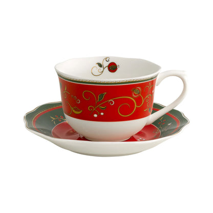 BRANDANI Party Time Set 2 Pieces Tea Cup Tea Table Christmas Porcelain