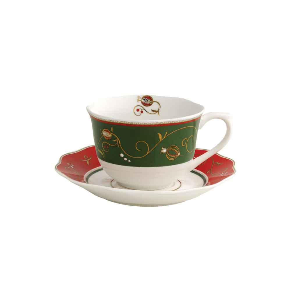 BRANDANI Party Time Set 2 Pieces Tea Cup Tea Table Christmas Porcelain