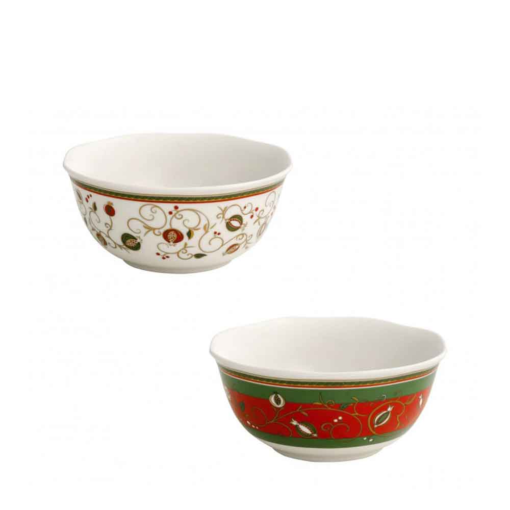 BRANDANI Festa Time Set of 2 Porcelain Christmas Table Bowl