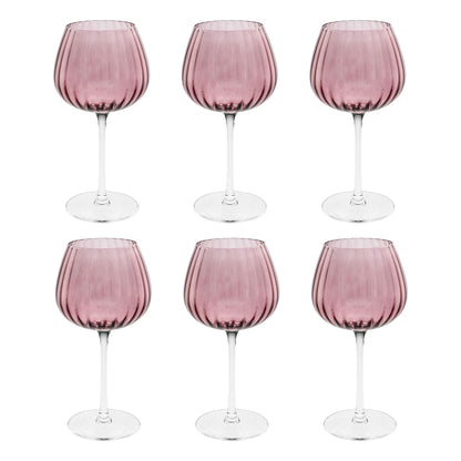 ROSE &amp; TULIPANI Prismia Calici Universali Set 6 Pezzi 460ml Rosa Vetro Soffiato e Pasta