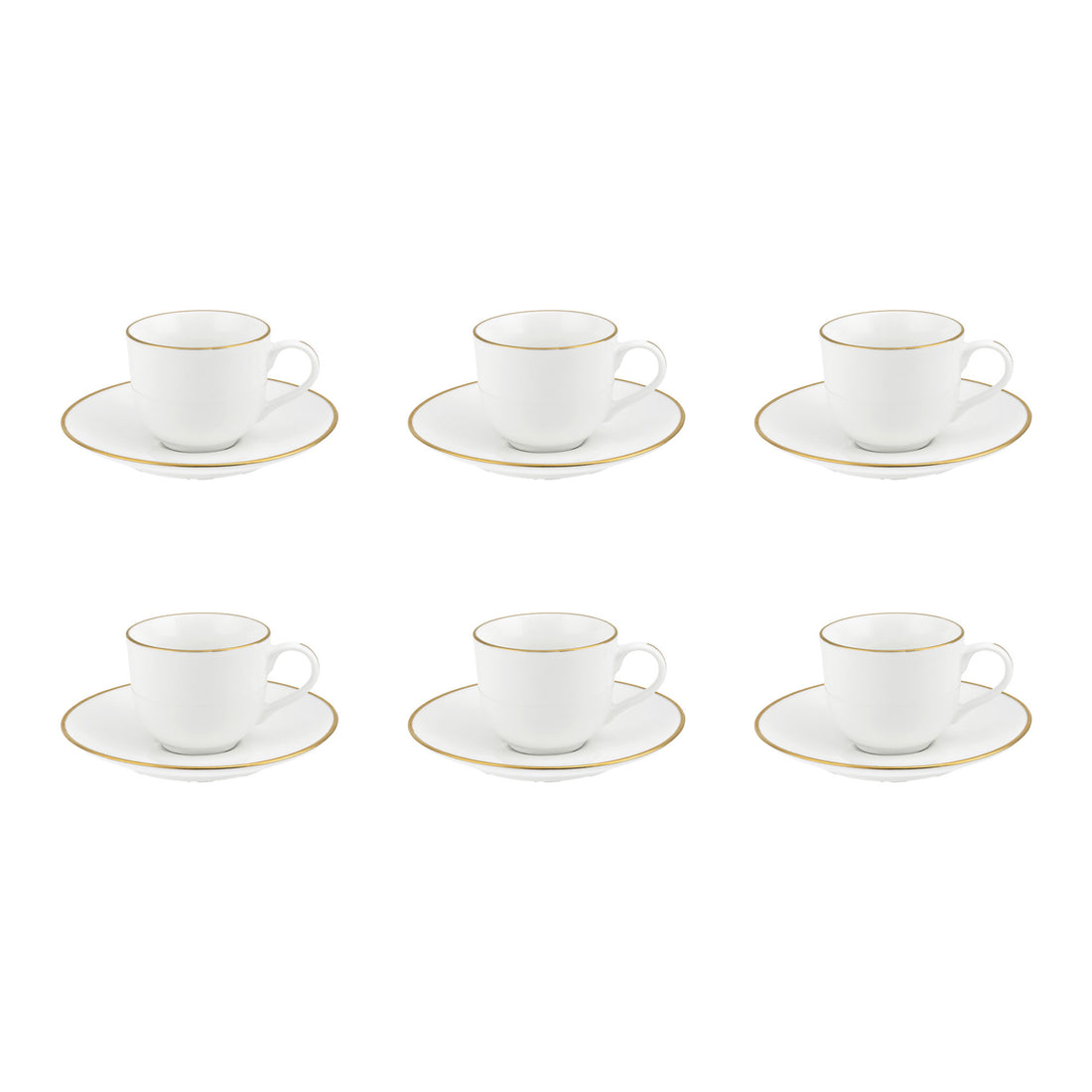 LA PORCELLANA BIANCA Maestà Set 6 Tazze Caffè con Piattino Filo Oro 90ml Porcellana