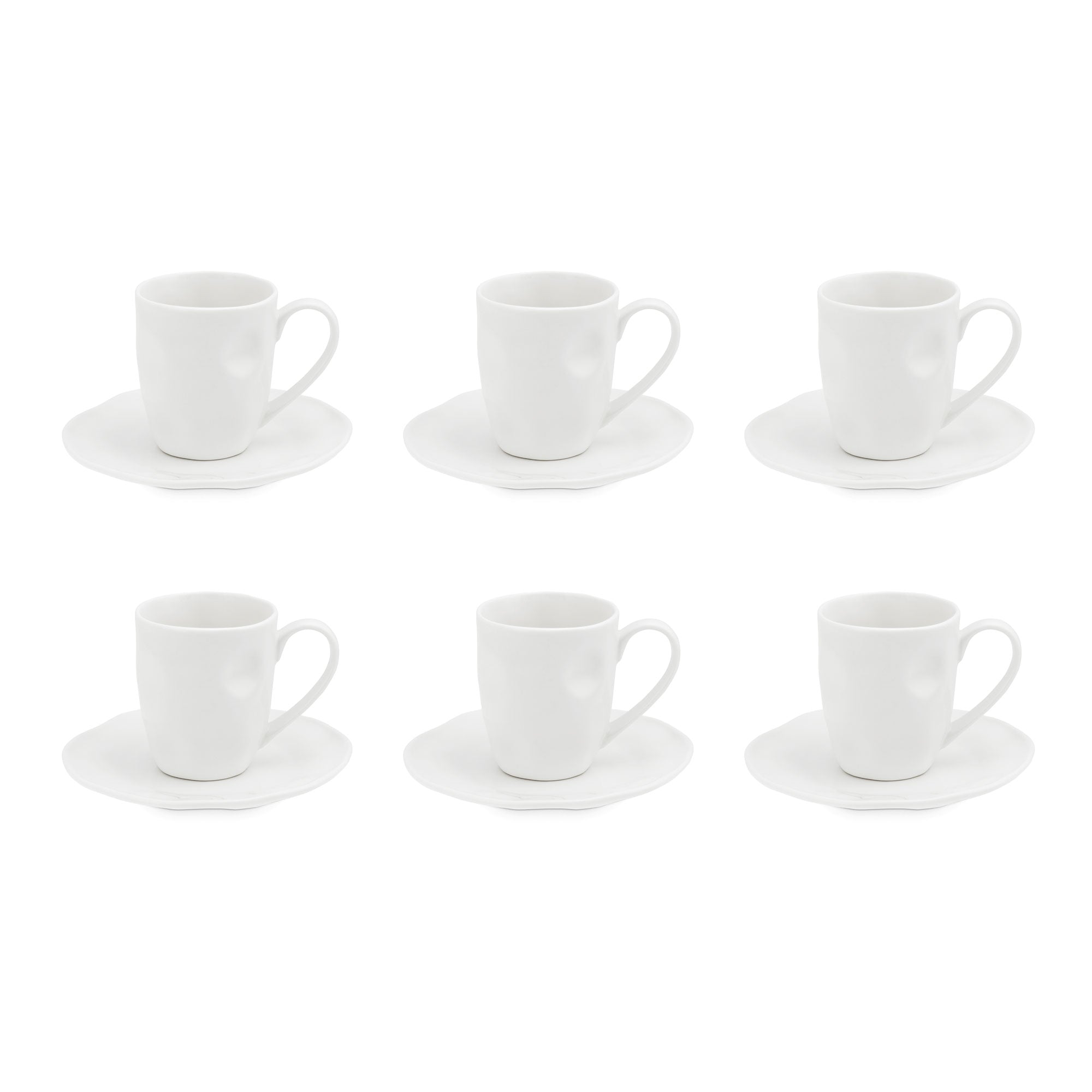 LA PORCELLANA BIANCA Lunia Set 6 Tazze Caffè Espresso con Piattino 100ml Bianco Porcellana