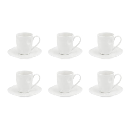 LA PORCELLANA BIANCA Lunia Set 6 Tazze Caffè Espresso con Piattino 100ml Bianco Porcellana