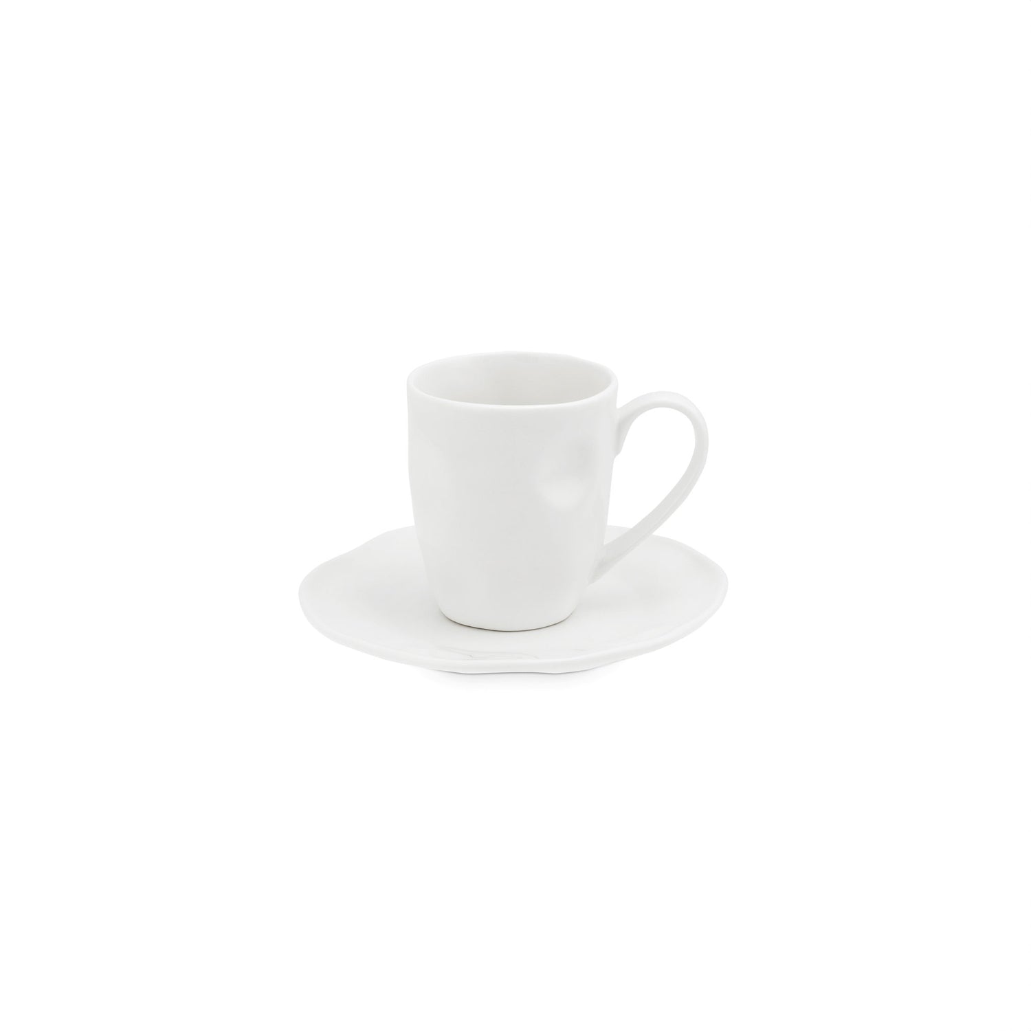 LA PORCELLANA BIANCA Lunia Set 6 Tazze Caffè Espresso con Piattino 100ml Bianco Porcellana