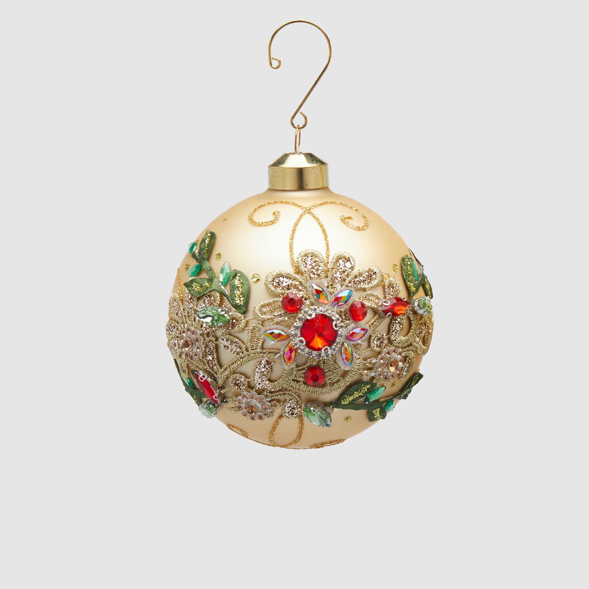 EDG Enzo De Gasperi Sfera Pallina per Albero di Natale Flower 10cm Oro Vetro