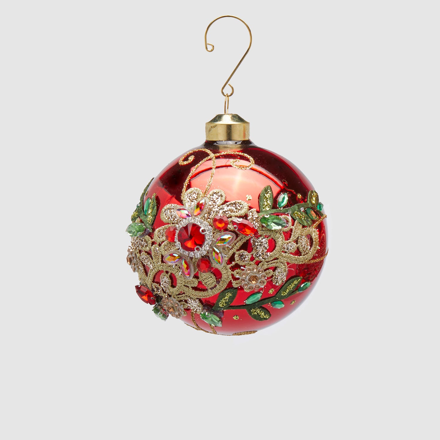 EDG Enzo De Gasperi Sfera Pallina per Albero di Natale Flower 10cm Rosso Vetro