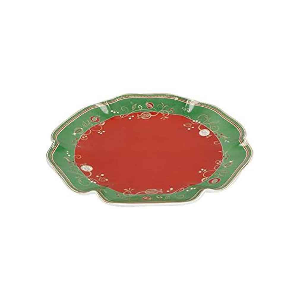 BRANDANI Party Time Cake Serving Plate 31cm Christmas Porcelain