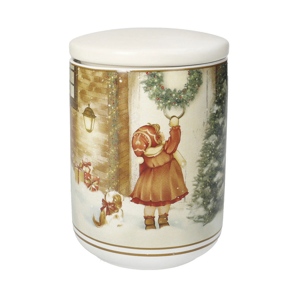 BRANDANI Cuccioli Barattolo Cuccioli Bambina 10x14,5cm Porcellana Tavola di Natale Edizione Limitata