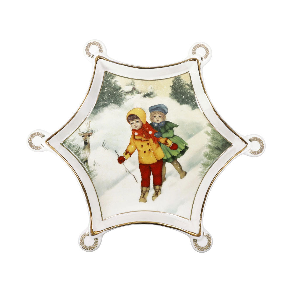 BRANDANI Cuccioli Bimbi Felici Vassoietto 20x20cm Porcellana Tavola di Natale Edizione Limitata