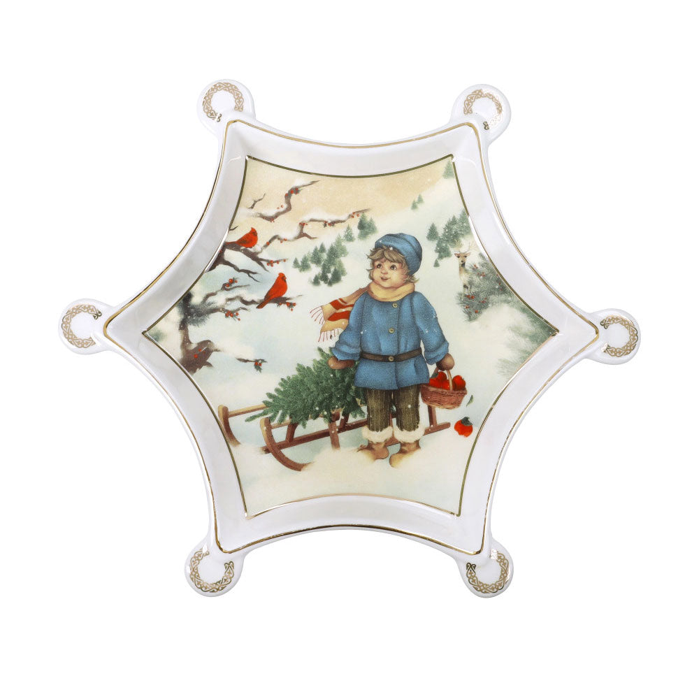 BRANDANI Cuccioli Bambino Vassoietto 20x20cm Porcellana Tavola di Natale Edizione Limitata