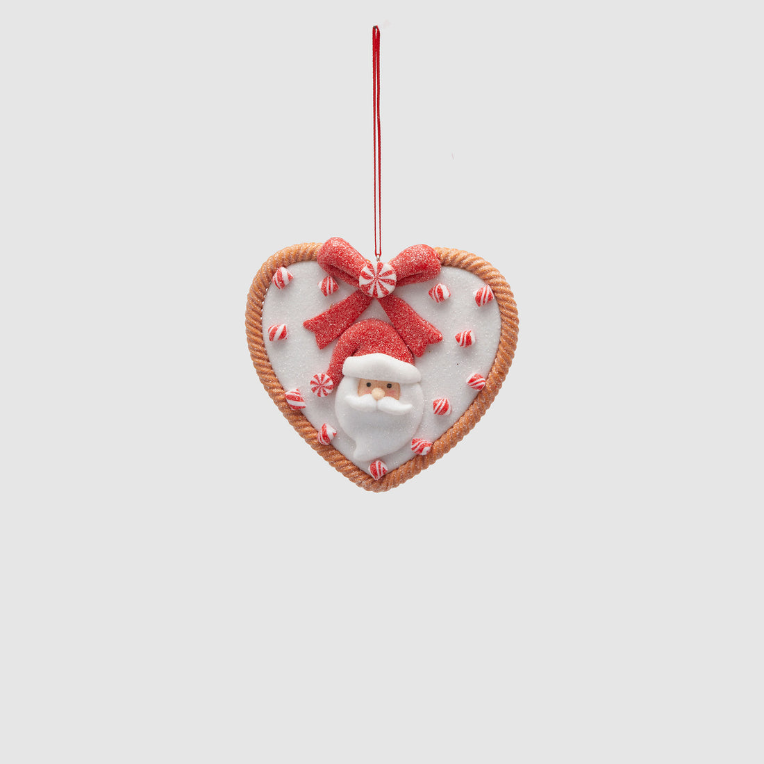 EDG Enzo De Gasperi Pendaglio per Albero di Natale Cuore di Marzapane con Babbo Natale 11x11cm