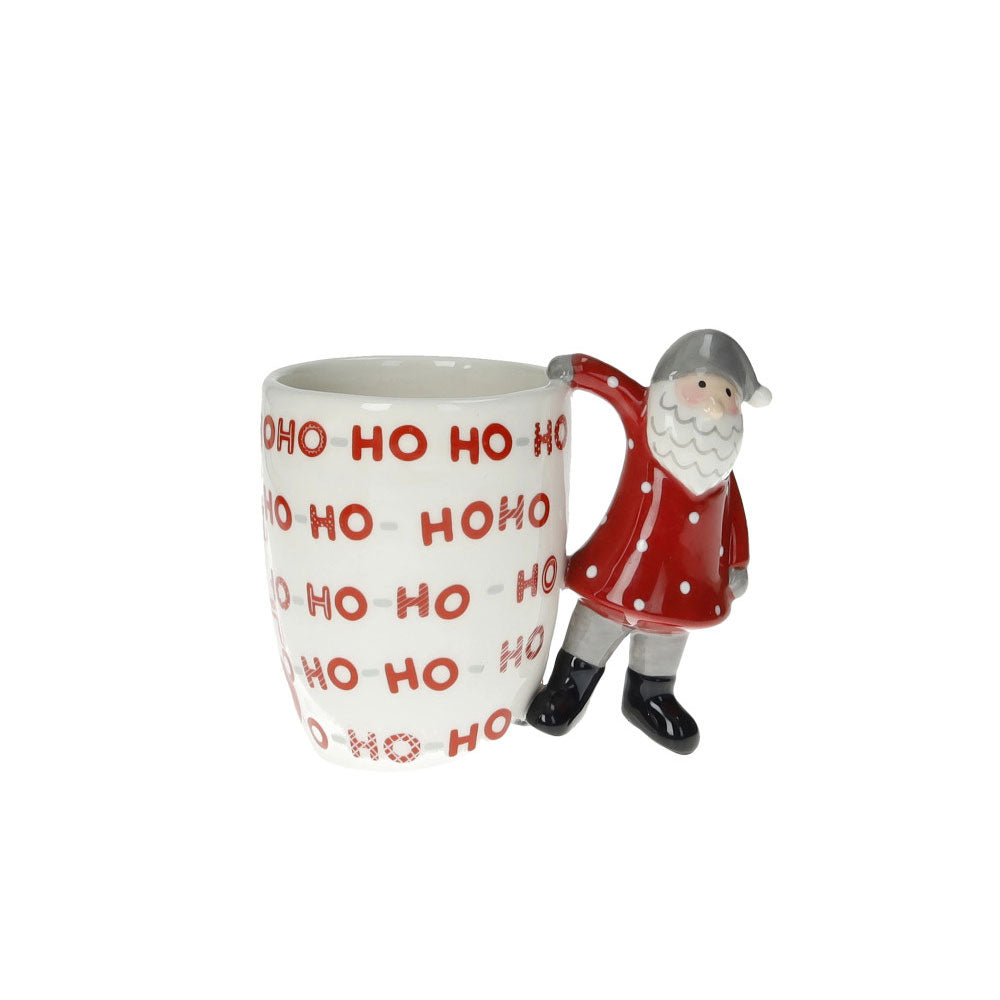 BRANDANI Ho-Ho-Ho Tazza Mug con Santa Claus 13x14cm Tavola di Natale