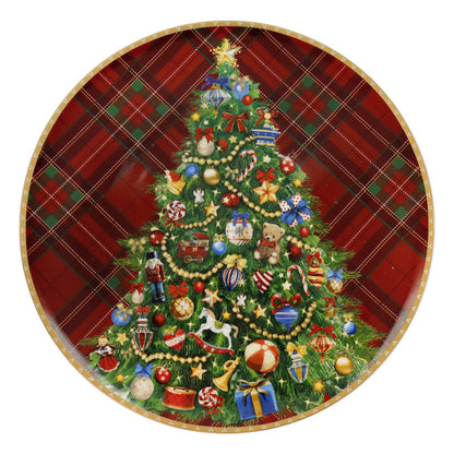 BRANDANI Christmas Tartan Piatto da Portata 30cm Porcellana Tavola di Natale