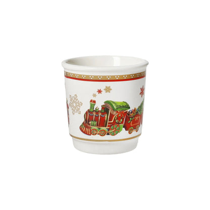 BRANDANI Christmas Bicchierino Caffè Shot Set 4 Pezzi 6x6cm Porcellana Tavola di Natale