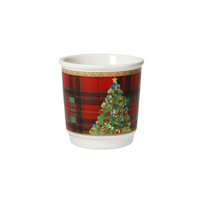 BRANDANI Christmas Bicchierino Caffè Shot Set 4 Pezzi 6x6cm Porcellana Tavola di Natale