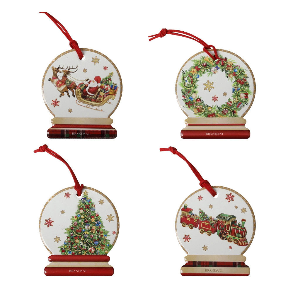 BRANDANI Christmas Decorazione Sottomoka Set 4 Pezzi 9,5x8,5cm Tavola di Natale