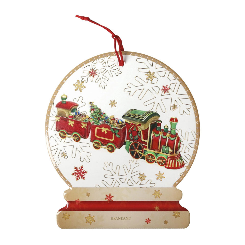 BRANDANI Christmas Decorazione Sottopentola Treno 20x17,5cm Ceramica e Sughero Tavola di Natale