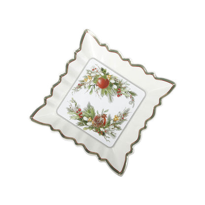 BRANDANI Carol Antipastiera Ciotola Quadrata 23,5x23,5cm Bianco Porcellana Tavola di Natale