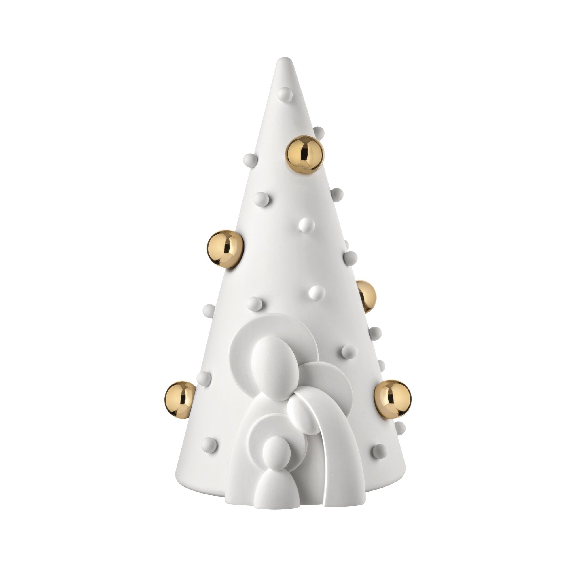 BONGELLI PREZIOSI Presepe Natività con Albero 31cm Bianco e Oro Decorazione Natalizia