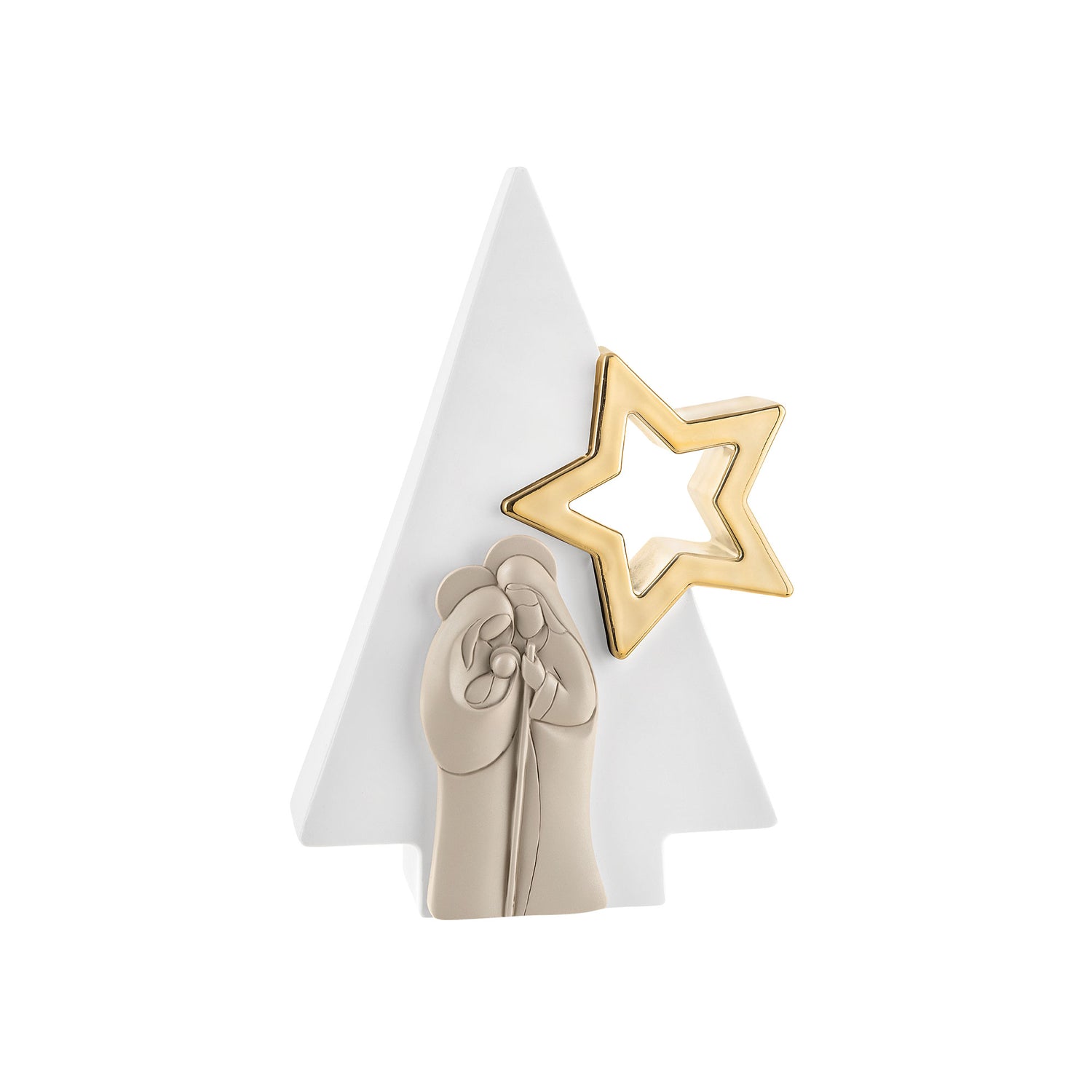 BONGELLI PREZIOSI Presepe Natività Famiglia Stella 13,5cm Bianco Nocciola Decorazione Natalizia