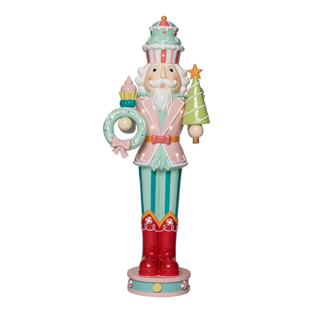 TIMSTOR Schiaccianoci Nutcracker con Albero e Ghirlanda 107,5cm Poliresina Decorazione Natalizia