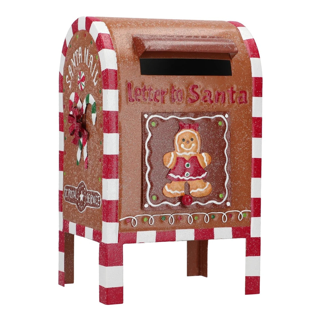 TIMSTOR Mailbox Buca delle Lettere Babbo Natale Pan di Zenzero 22x34cm Metallo Decorazione Natalizia