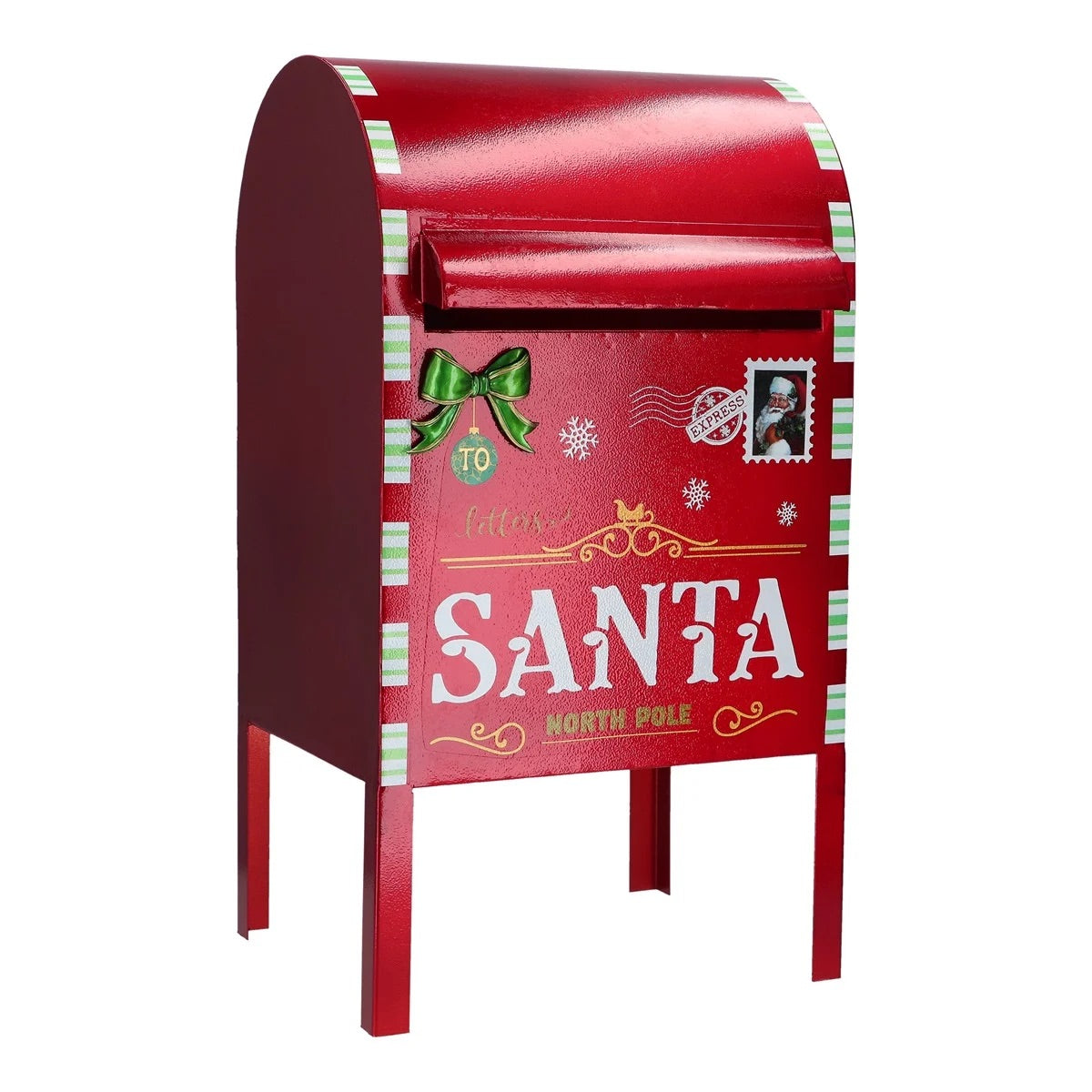 TIMSTOR Mailbox Buca delle Lettere Babbo Natale 52x28,5cm Rosso Metallo Decorazione Natalizia