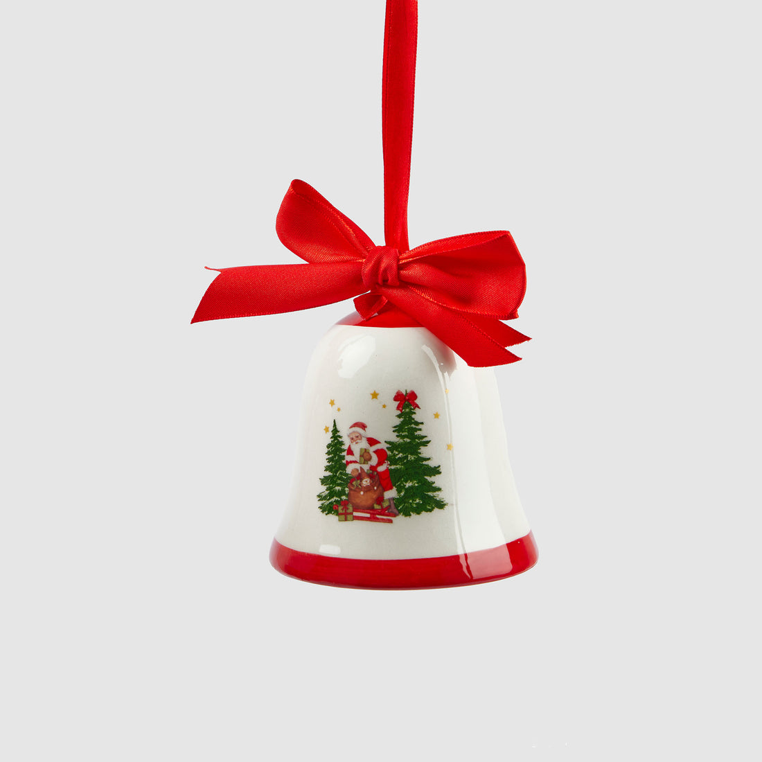 EDG Enzo De Gasperi Addobbo Campana per Albero di Natale 10cm Bianco Rosso Porcellana