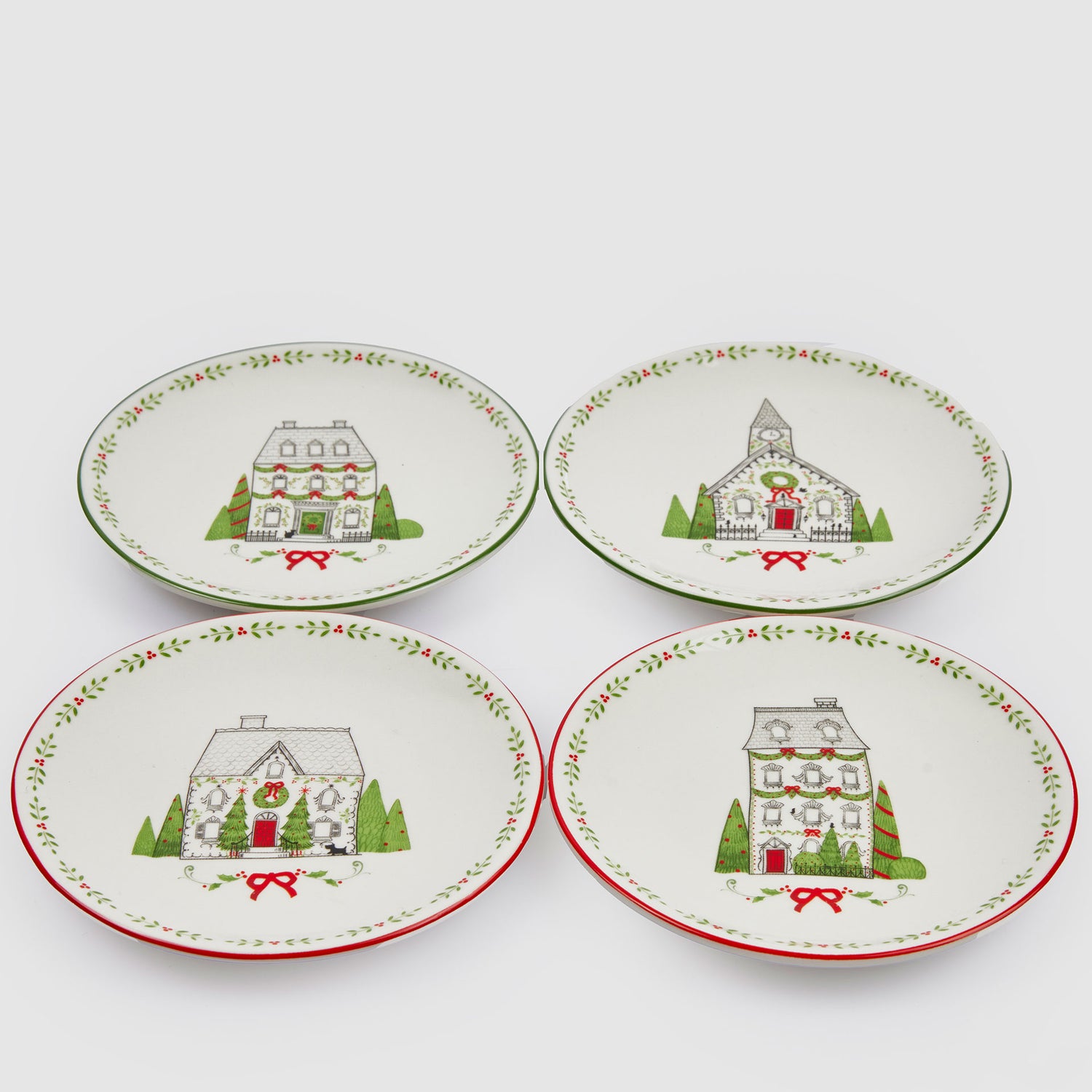 EDG Enzo De Gasperi Piatti Dessert Christmas Set 4 Pezzi 15cm Porcellana Tavola di Natale