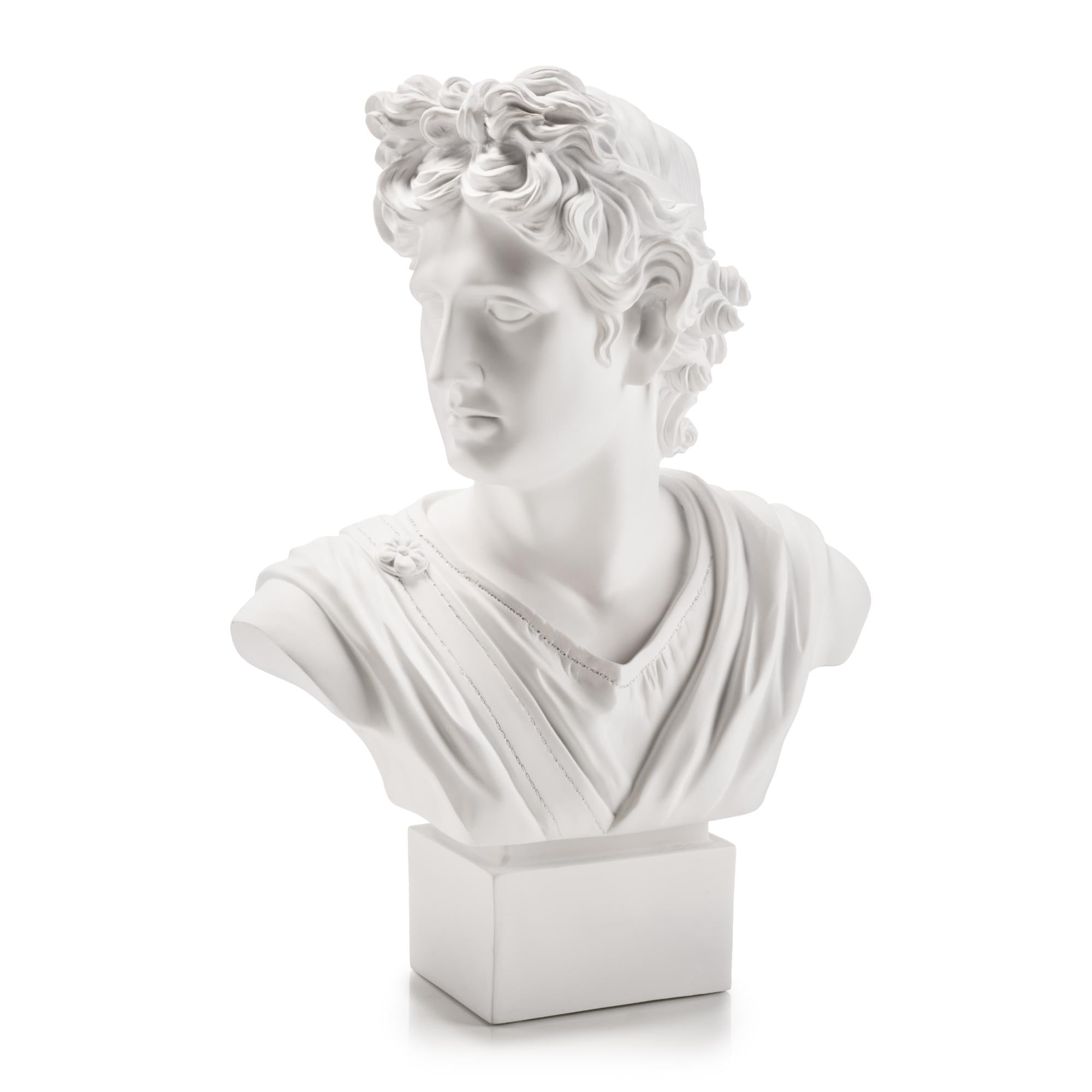 PALAIS ROYAL Busto Scultura Figura Apollo Bianco 50cm Resina