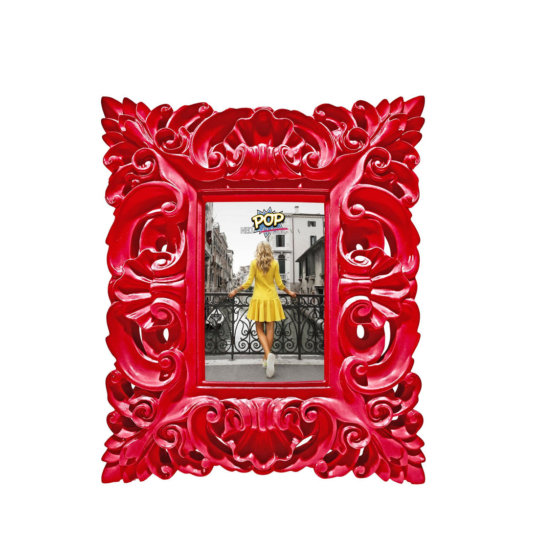 PALAIS ROYAL Neopop Portafoto Cornice Barocco 25x30cm (interno 10x15cm) Rosso Rubino