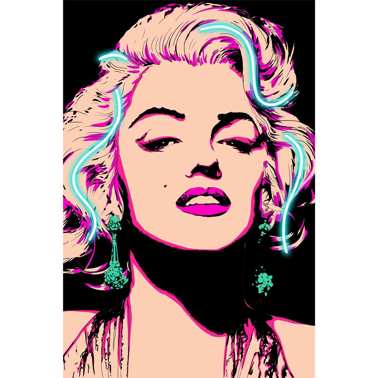 PALAIS ROYAL Quadro Dipinto a Mano su Tela con LED Marilyn Monroe 60x90cm