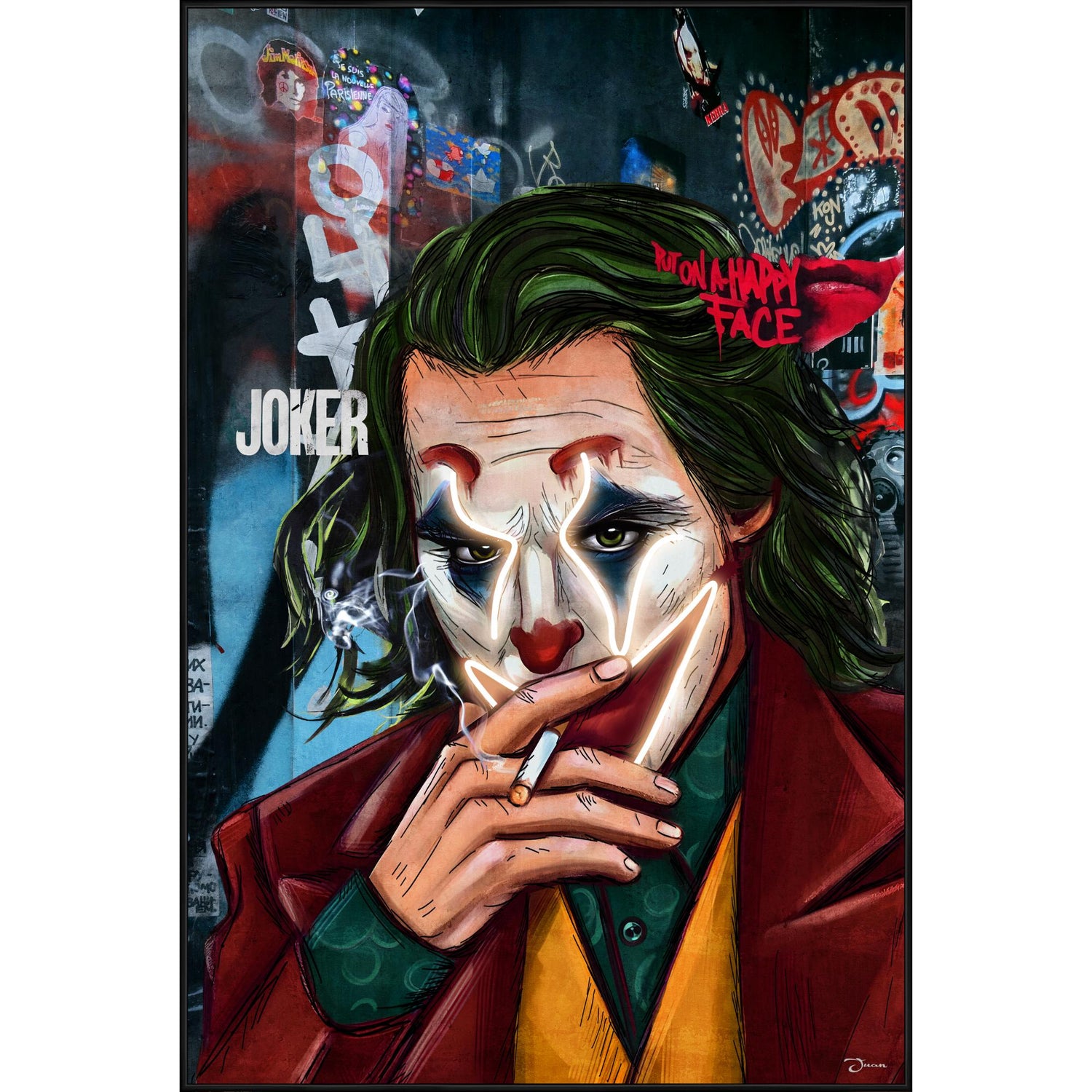 PALAIS ROYAL Quadro Dipinto a Mano su Tela con LED Joker 80x120cm