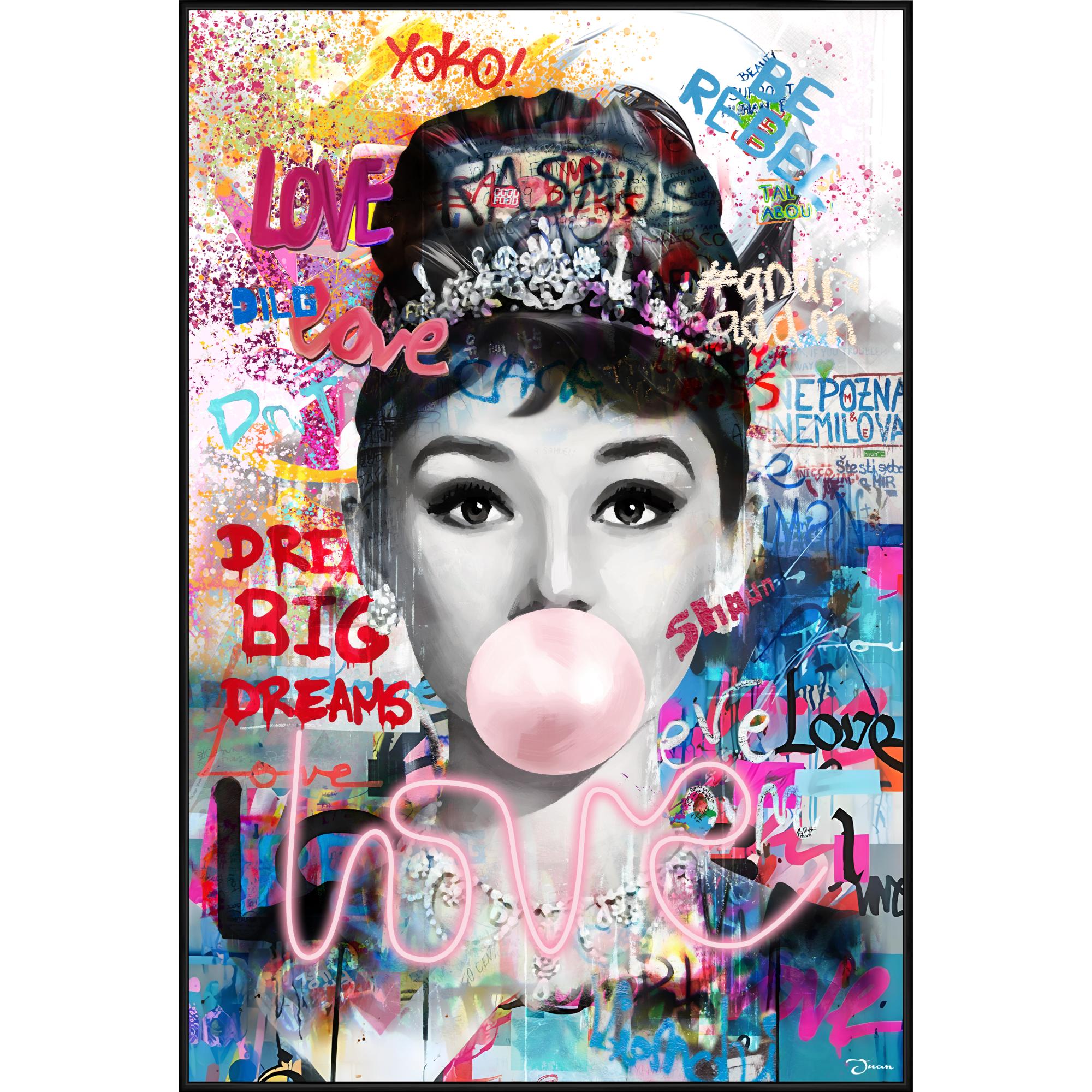 PALAIS ROYAL Quadro Dipinto a Mano su Tela con LED Audrey Hepburn 80x120cm